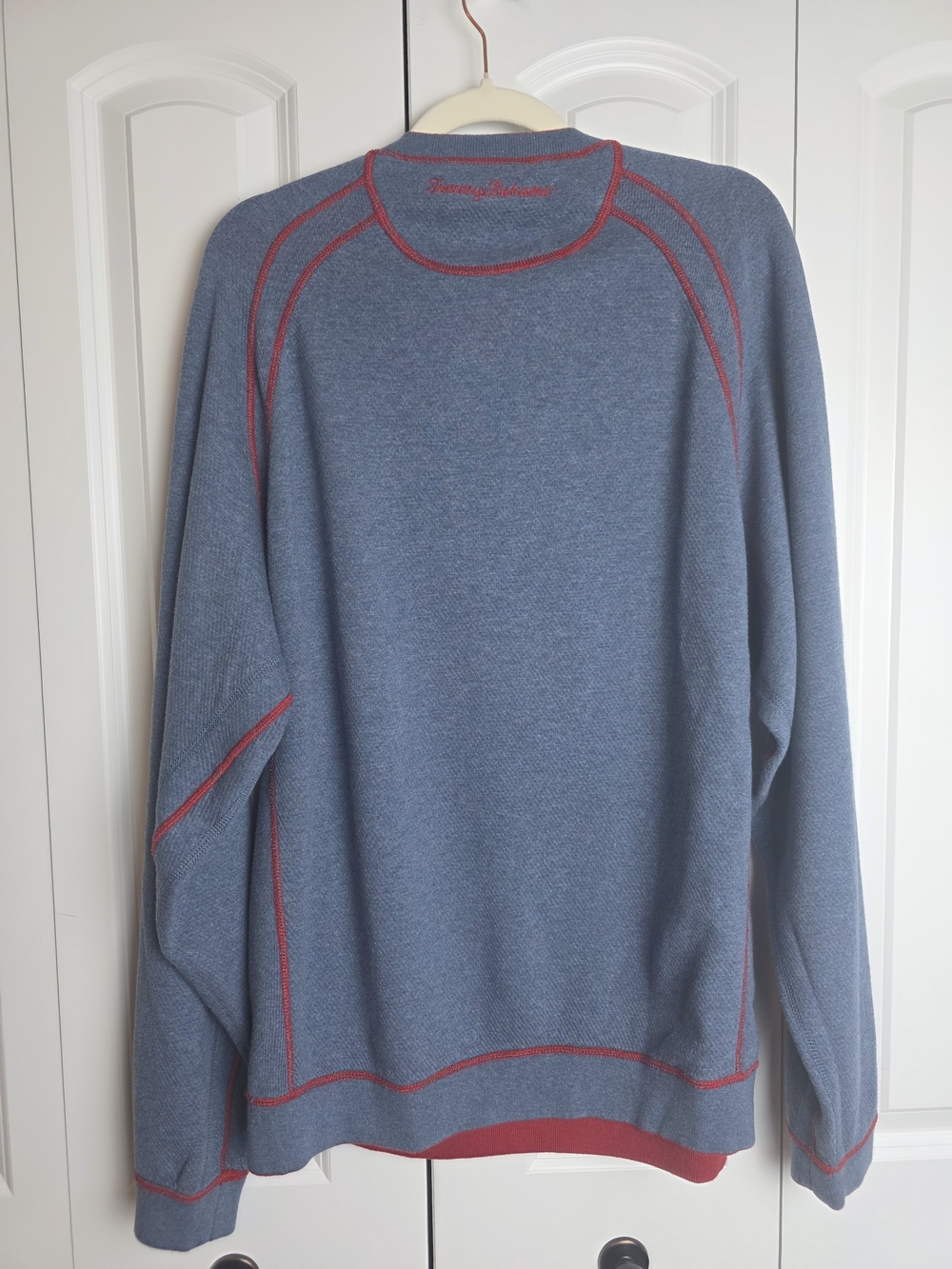 Tommy Bahama Reversible Crewneck Sweater XL Red Blue Marl Pullover - Picture 12 of 15